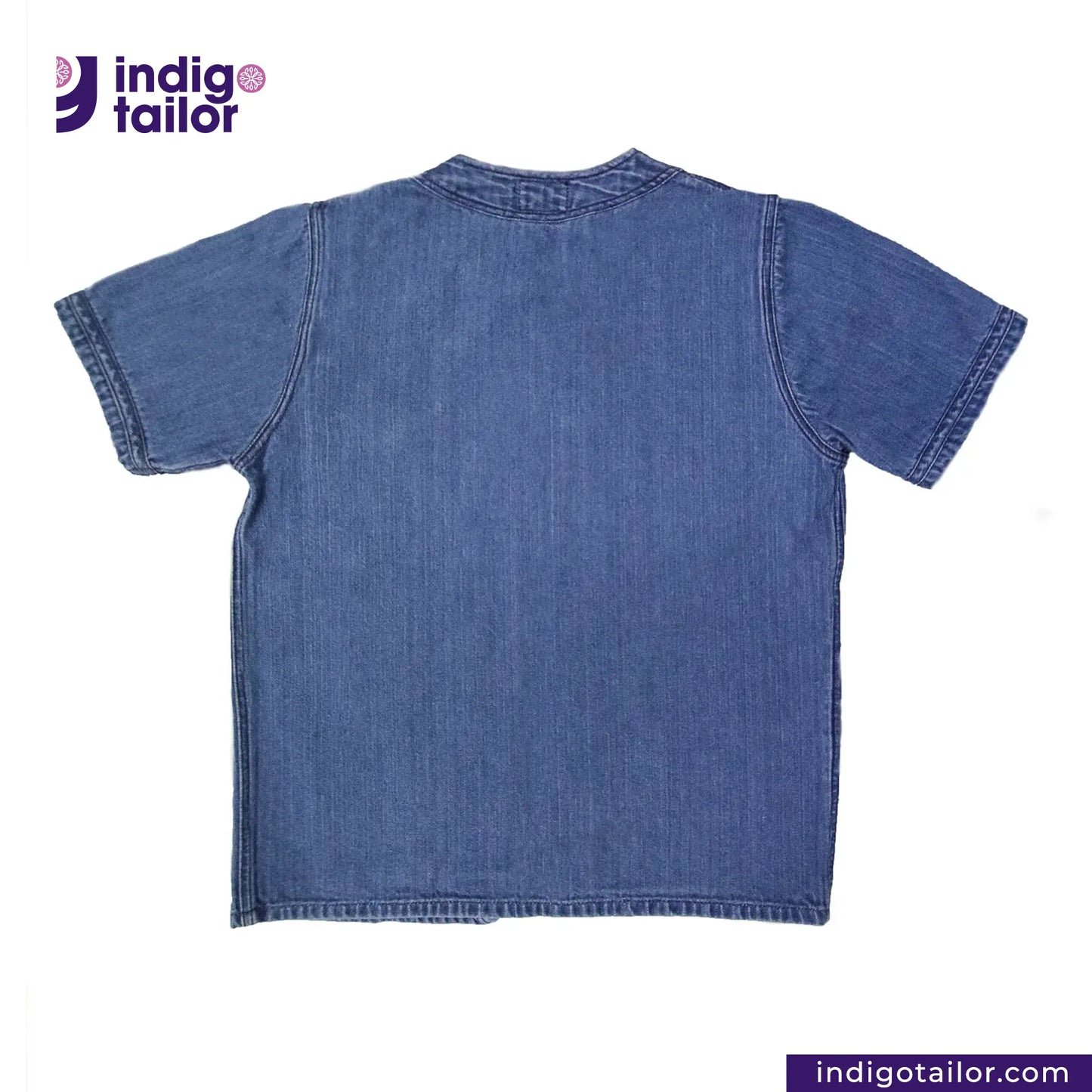 BASEBALL NORAGI (VINTAGE BLUE) shirt on a white background with 'Indigotailor' branding.