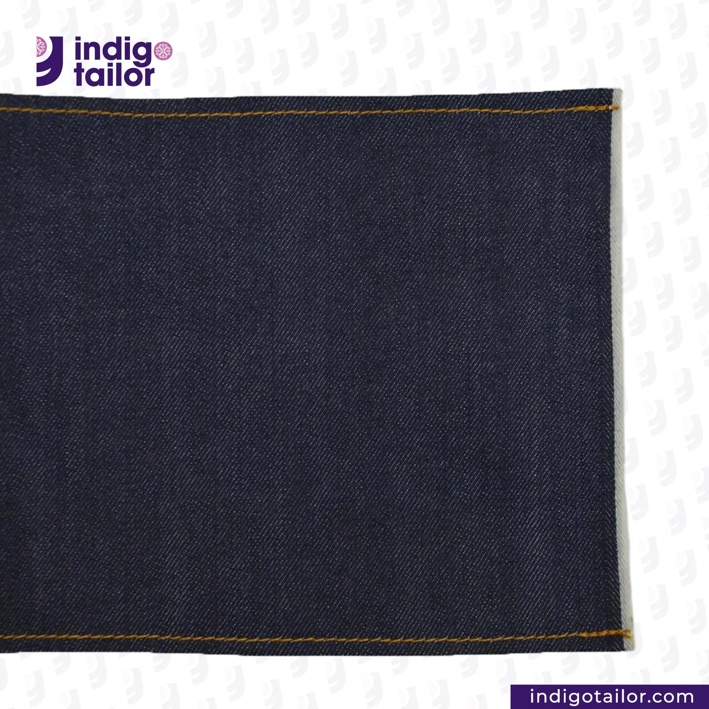 COMFORT STRETCH WHITE SELVEDGE fabric with a visible brand logo on a white background