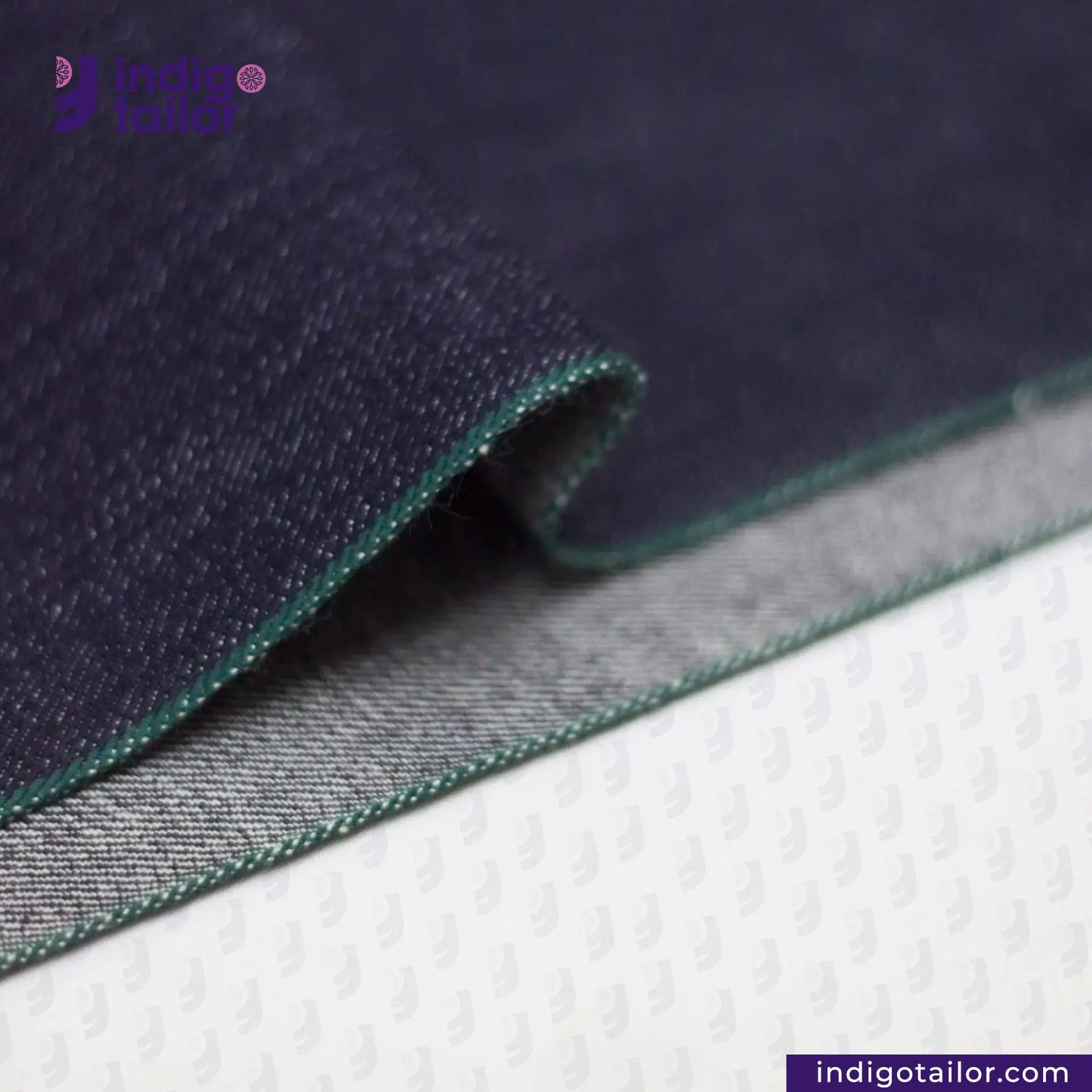 IT-467 DEEP INDIGO FOREST GREEN SELVEDGE DENIM