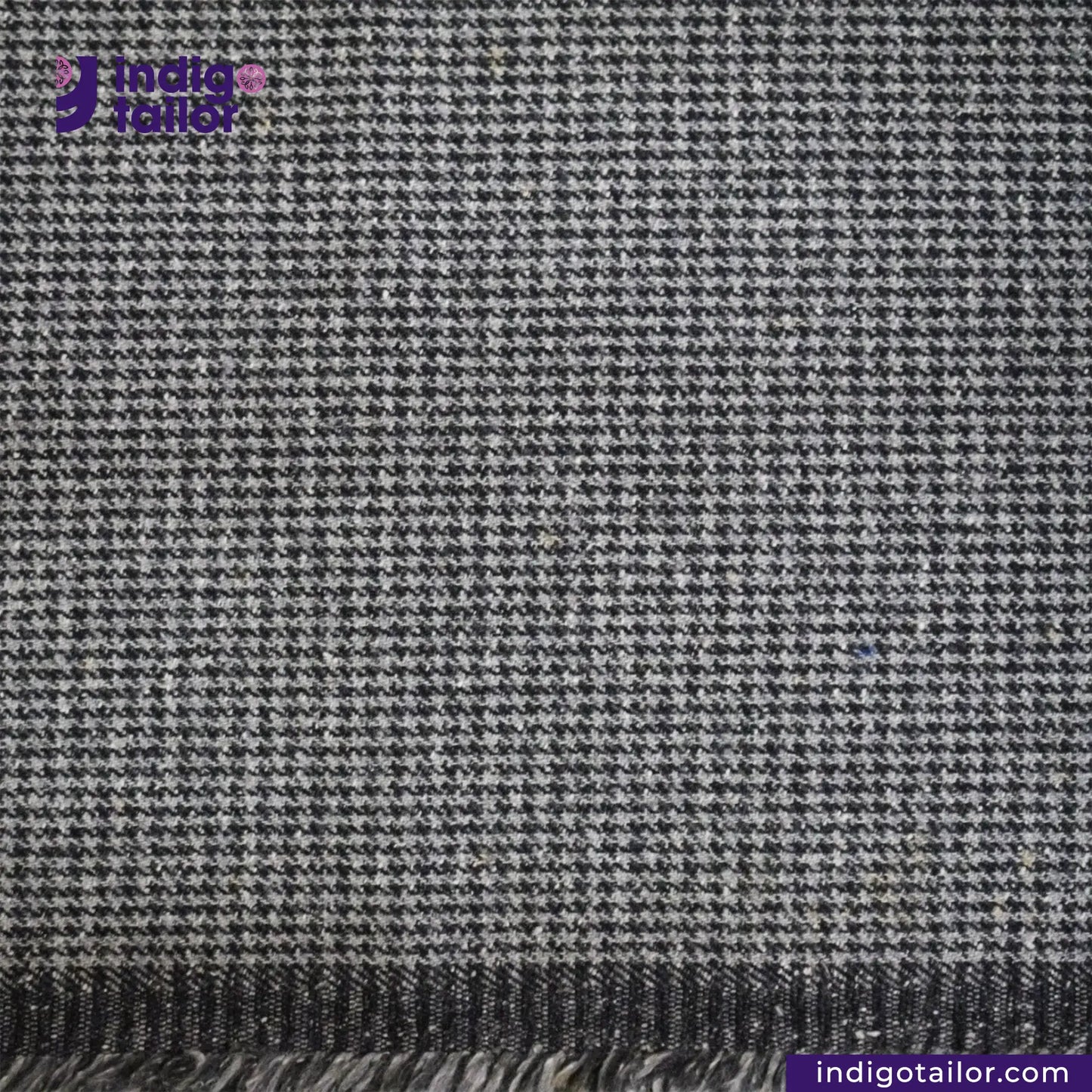 GREYHOUND TWEED HOUNDSTOOTH fabric with 'Indigotailor' branding.