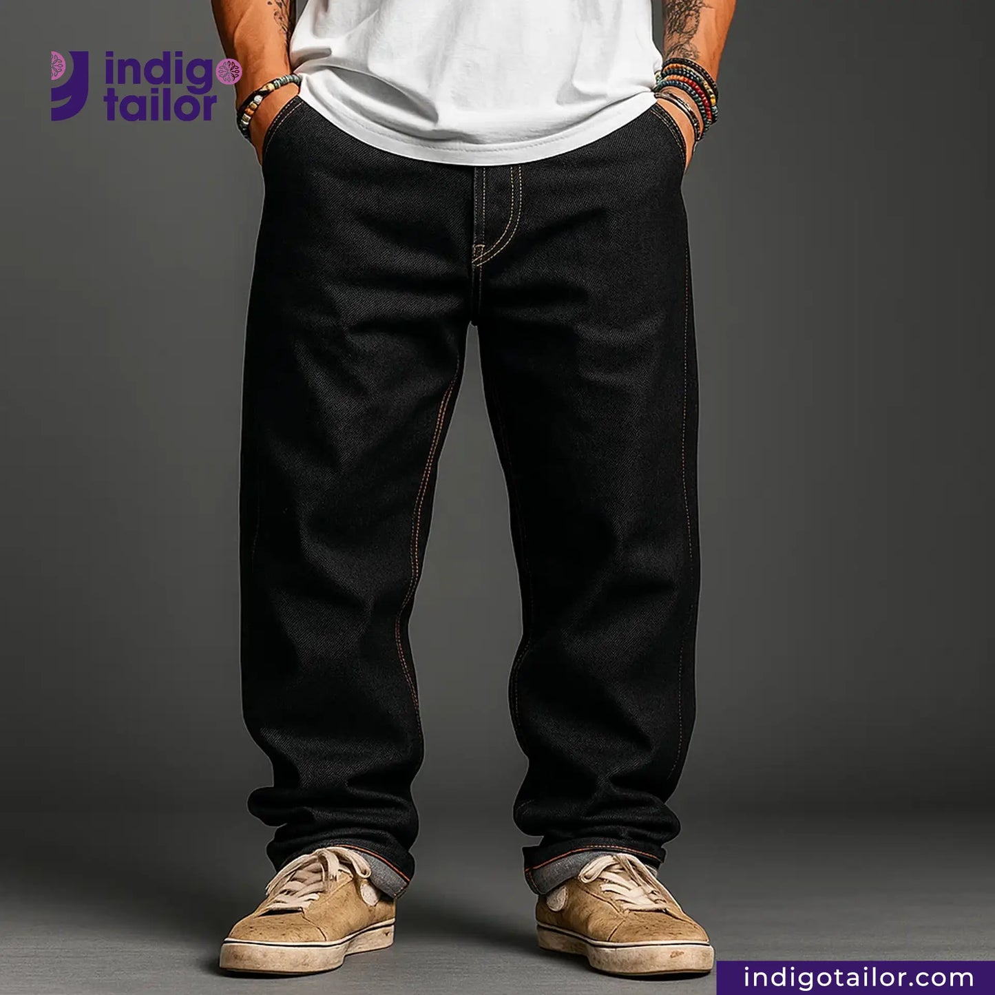 IT-444 HEAVY DOUBLE BLACK ORANGE SELVEDGE