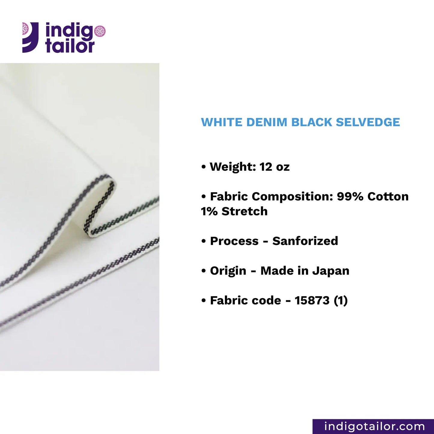 IT-301 WHITE DENIM BLACK SELVEDGE
