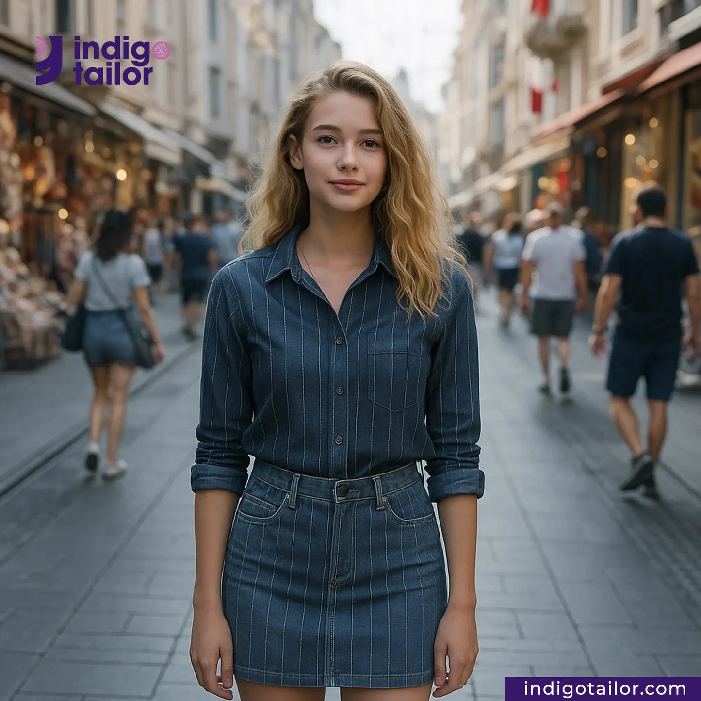 IT-457 INDIGO PINSTRIPES