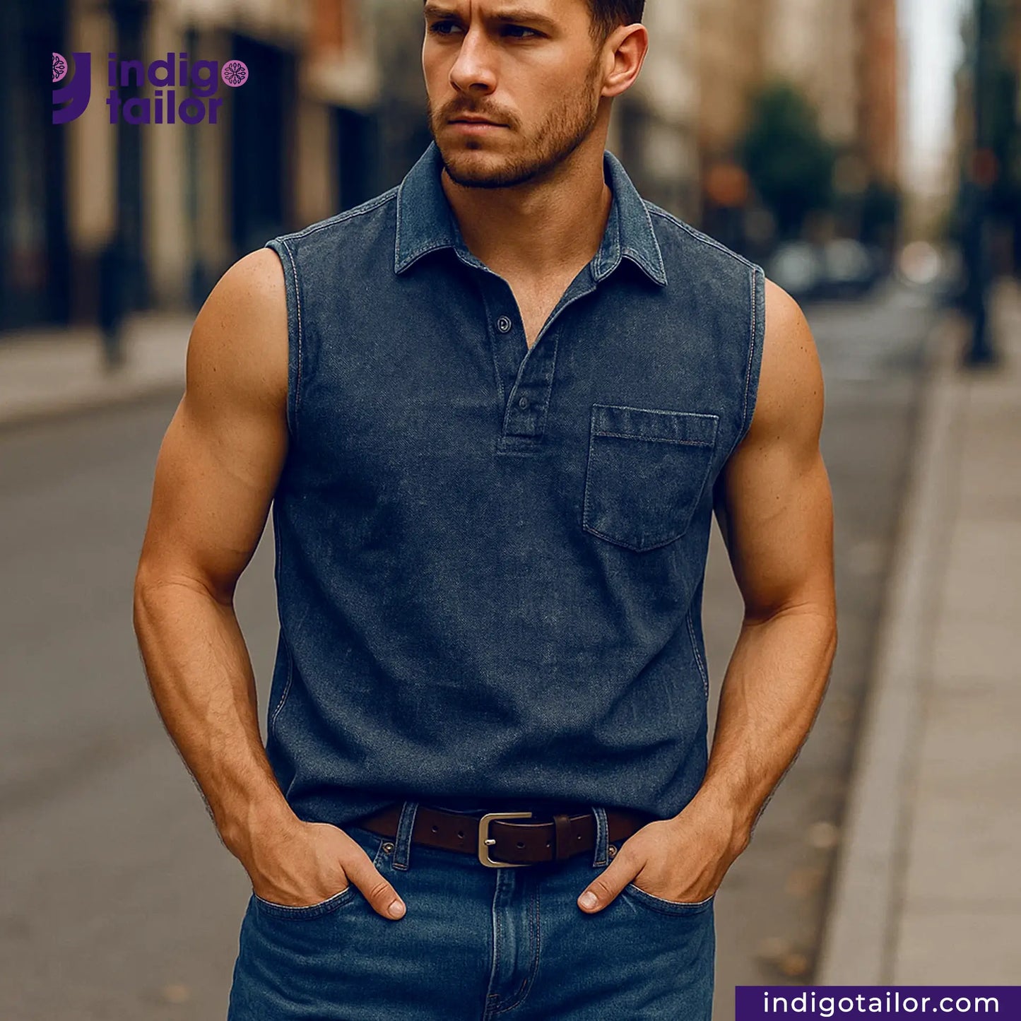 IT-443 STRETCHY SELVEDGE DEEP INDIGO PINK ID