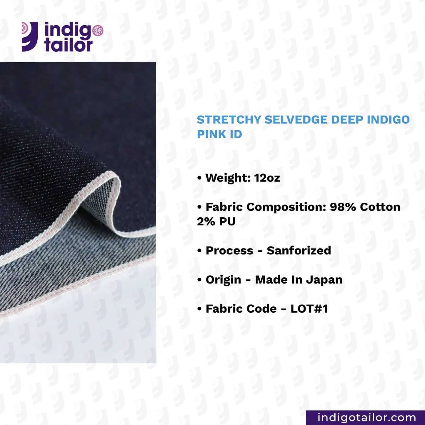 IT-443 STRETCHY SELVEDGE DEEP INDIGO PINK ID
