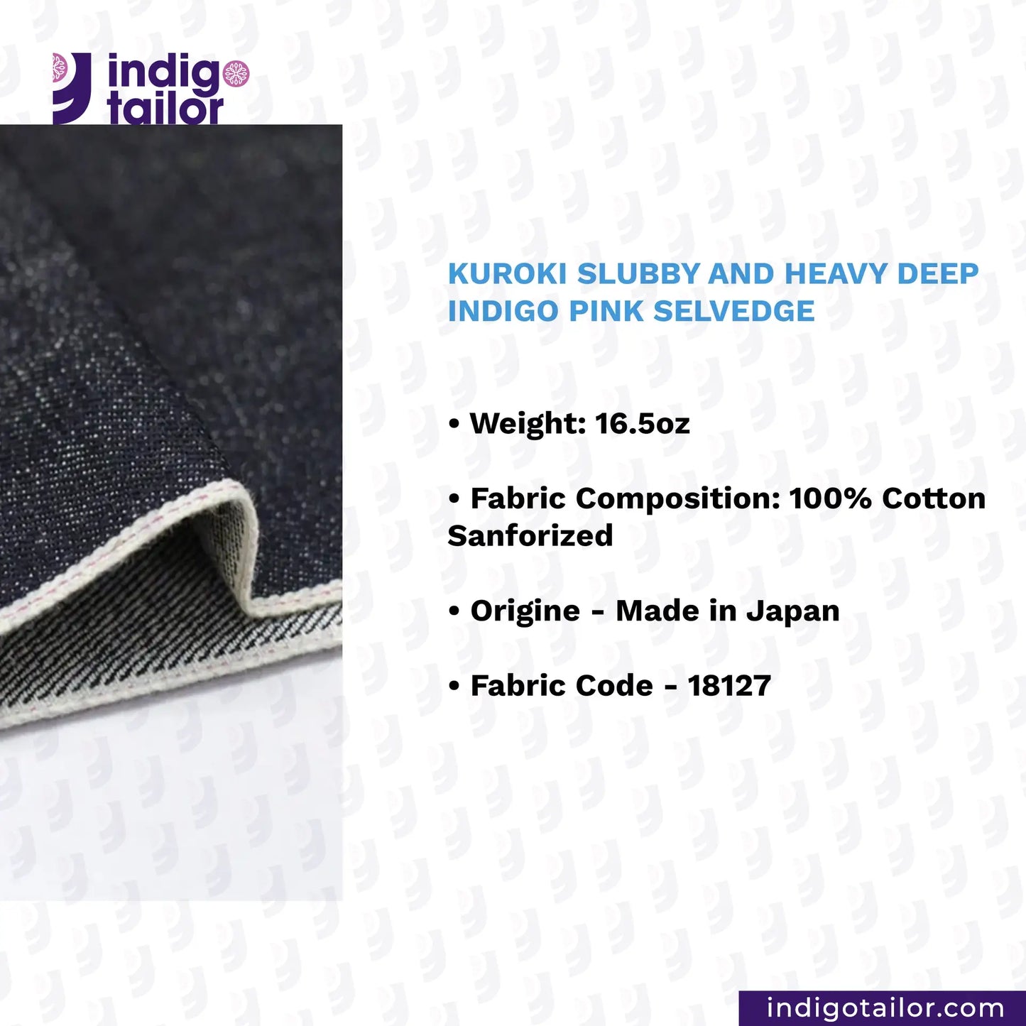IT-443 KUROKI SLUBBY AND HEAVY DEEP INDIGO PINK SELVEDGE