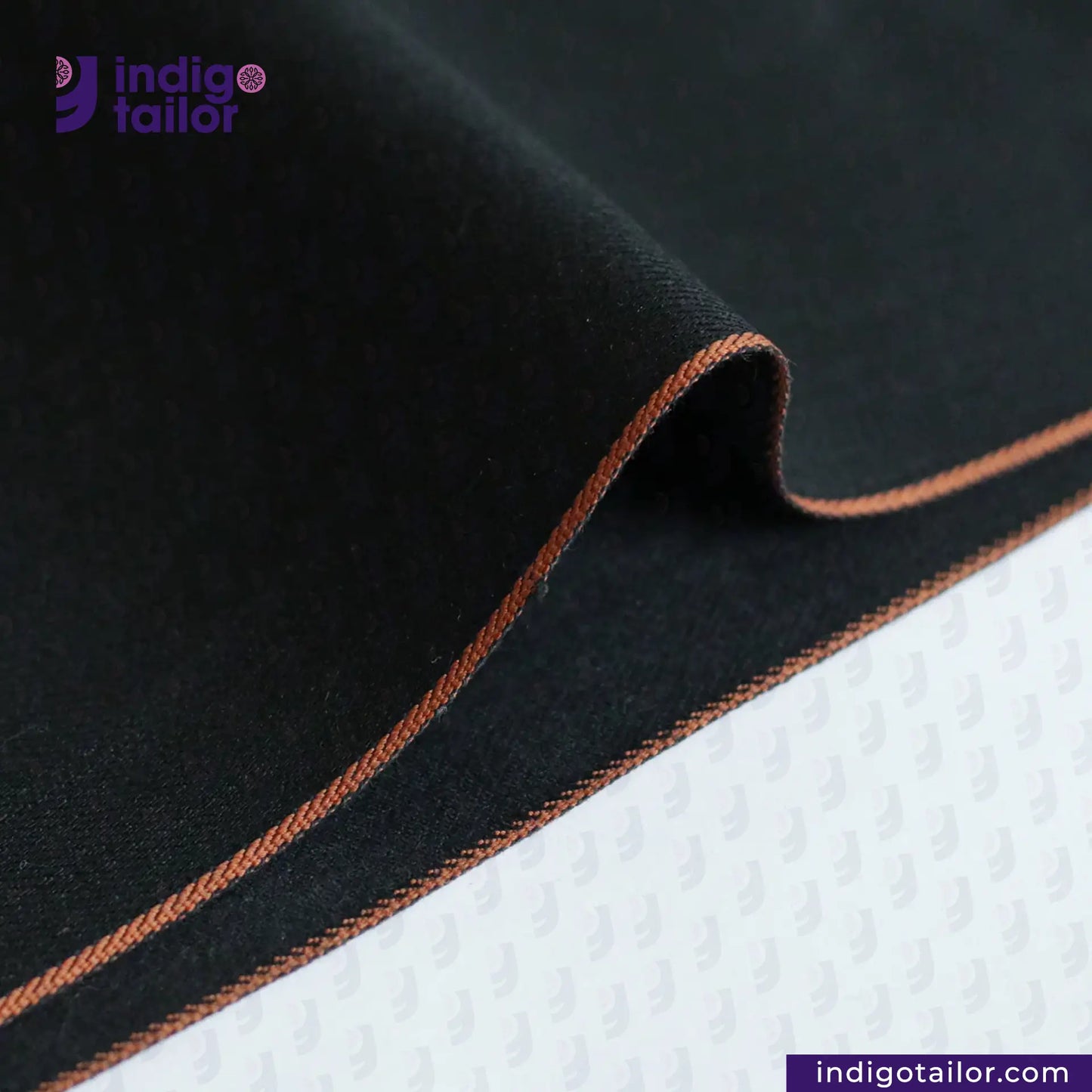 IT-481 SMOOTH DOUBLE BLACK SELVEDGE DENIM BURNT ORANGE ID