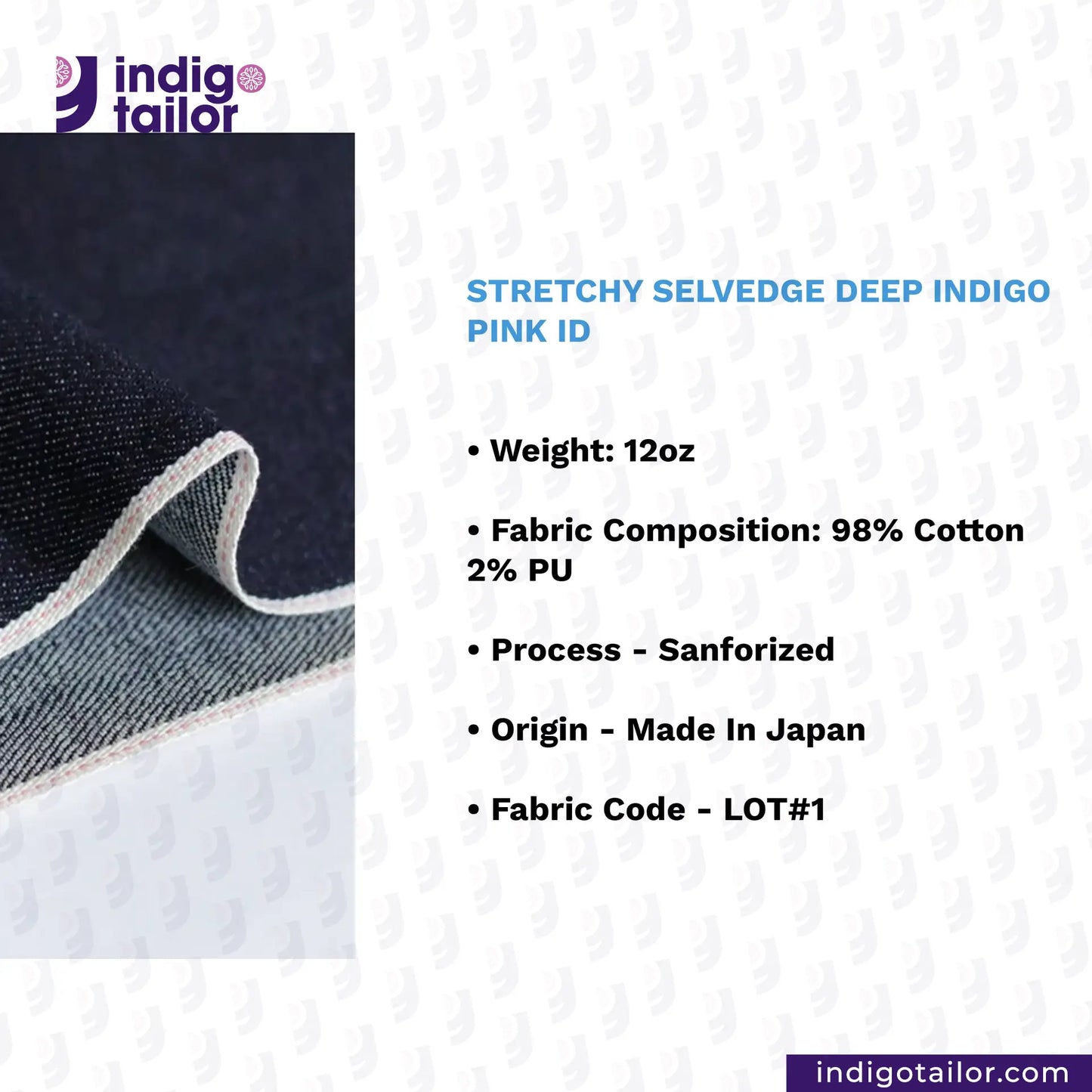 IT-453 STRETCHY SELVEDGE DEEP INDIGO PINK