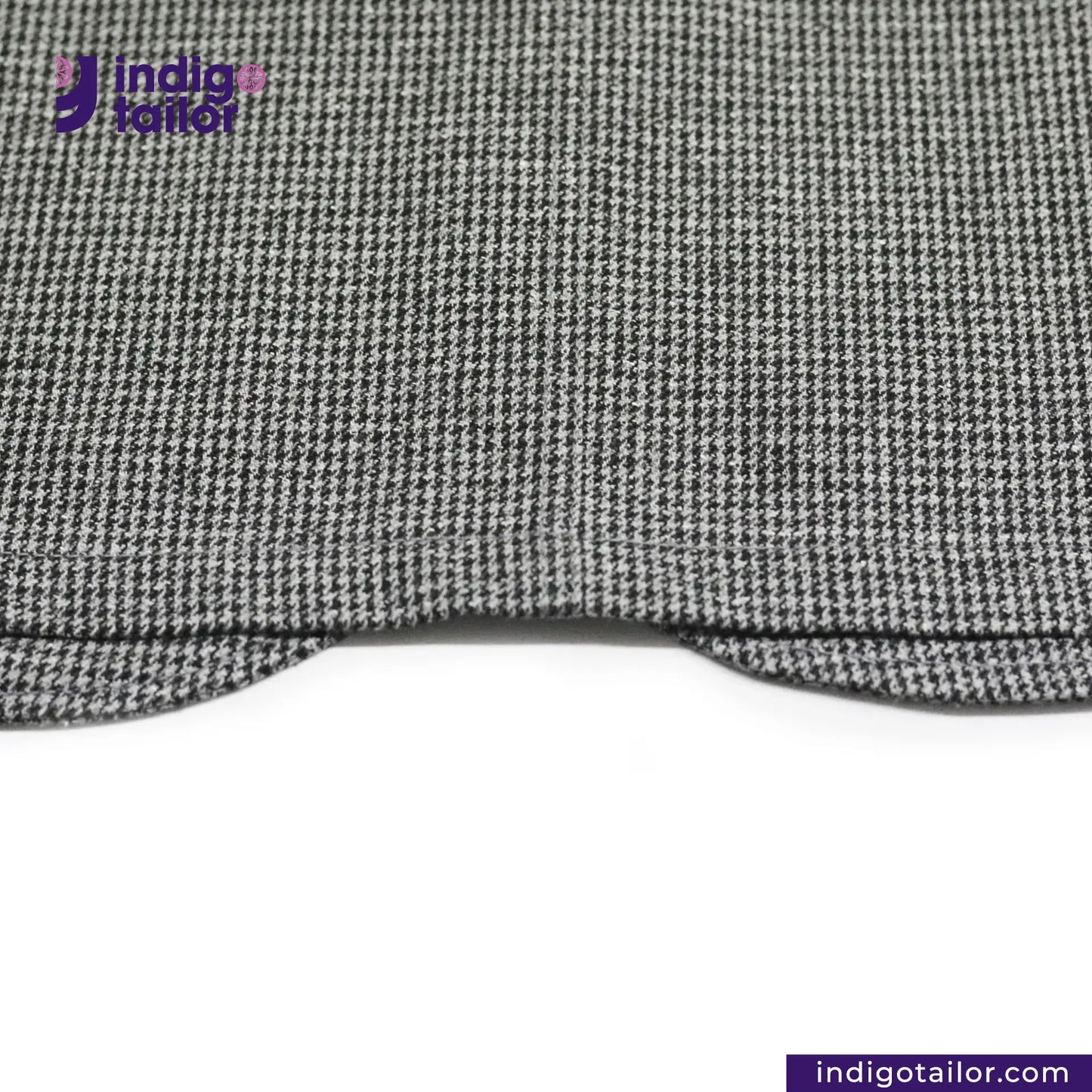 TWEED HOUNDSTOOTH COVERALL JACKET pattern fabric on a white background with 'Indigotailor' branding.