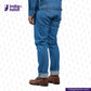 Person wearing AOZORA SKY BLUE DENIM jeans with a visible brand logo on a white background