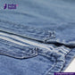 Close-up of BASEBALL NORAGI (VINTAGE BLUE) with 'indigotailor' logo and website.