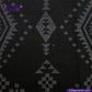BLACK NATIVE AMERICAN JACQUARD fabric with geometric pattern, brand 'Indigotailor' visible
