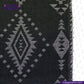BLACK NATIVE AMERICAN JACQUARD fabric with geometric pattern, brand 'Indigo Tailor' visible