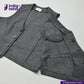BLACK TWEED WORK VEST with a brand logo on a light gray background
