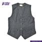 BLACK TWEED WORK VEST with buttons on a white background, featuring the Indigotailor logo.