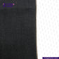 Close-up of CLASSIC GREY SILVER SELVEDGE DENIM fabric with a visible brand logo on a white background