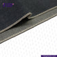 Close-up of CLASSIC GREY SILVER SELVEDGE DENIM fabric with 'Indigo Tailor' logo on a white background