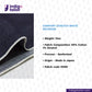 COMFORT STRETCH WHITE SELVEDGE fabric with 'indigotailor' branding and product details on a white background