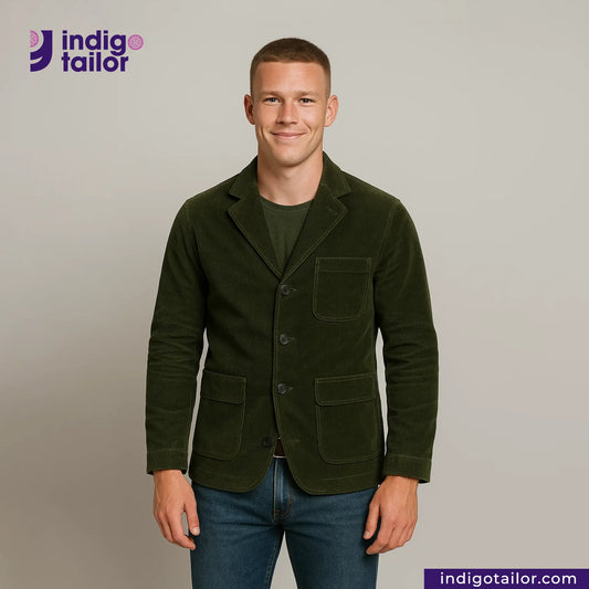 IT-07 CORDUROY CHORE BLAZER (OLIVE)