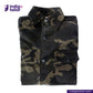 CORD CAMO OVERSHIRT Camouflage shirt with button details on a white background, featuring the Indigotailor logo.