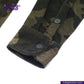 CORD CAMO OVERSHIRT Camouflage jacket with button details on a white background, featuring the Indigotailor brand.