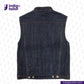 DENIM BIKER VEST on a white background with 'Indigotailor' branding.