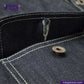 Close-up of a button on a DENIM CHORECOAT shirt with 'Indigotailor' branding.