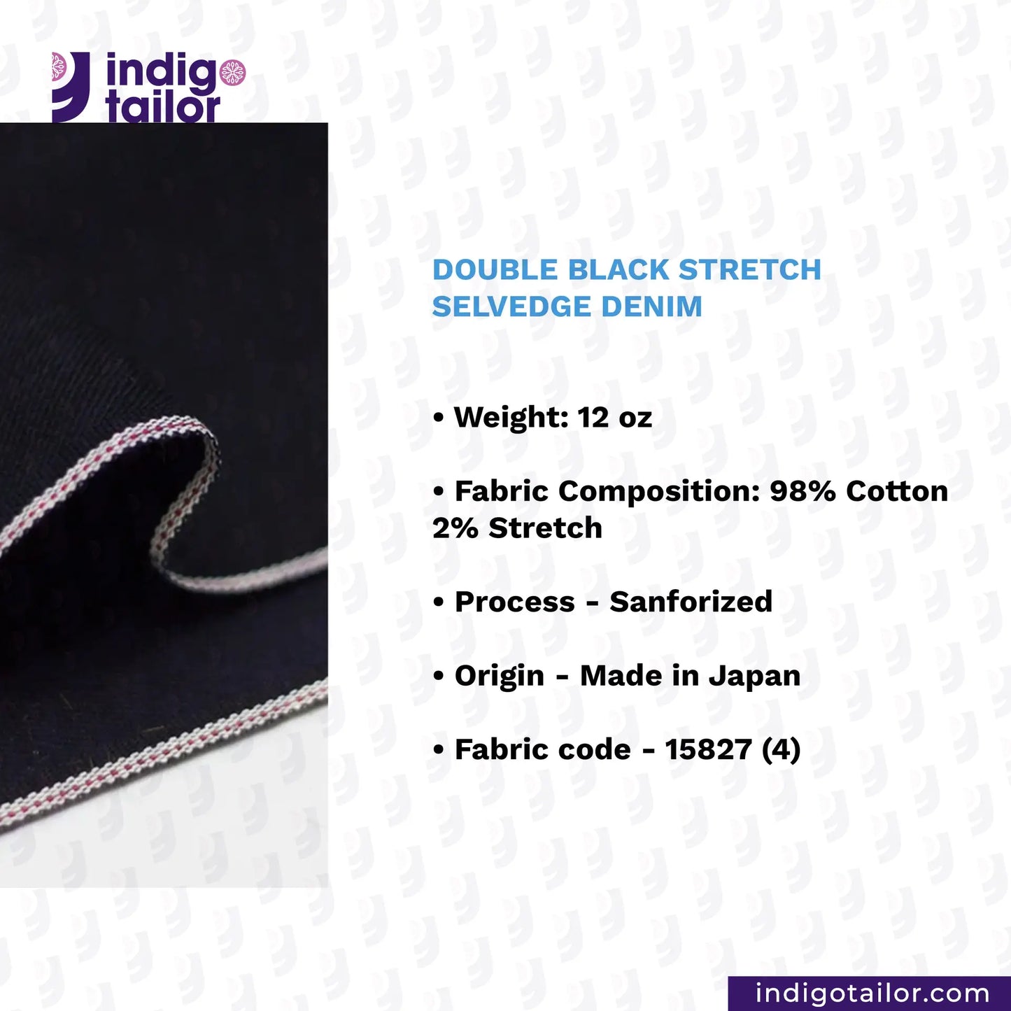 IT-447 DOUBLE BLACK STRETCH SELVEDGE DENIM