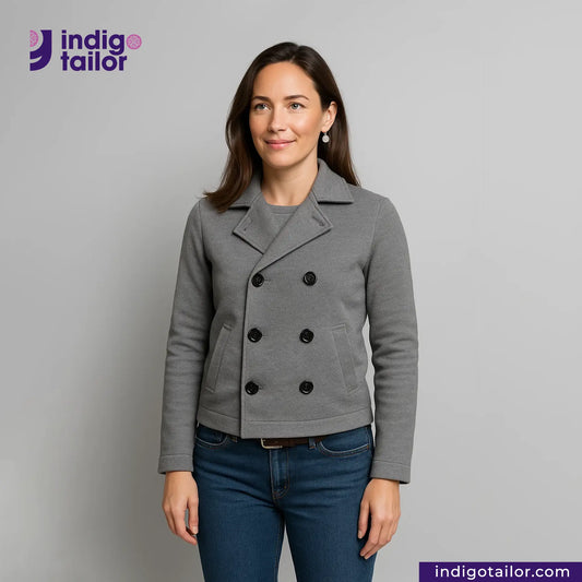 IT-04 Double Breasted Knit Peacoat (Grey)