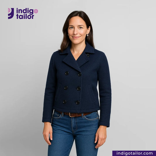 IT-03 Double Breasted Knit Peacoat (Navy)