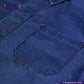 Close-up of a EASY JACKET INDIGO CANVAS pocket with 'Indigo Tailor' branding.