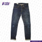 Pair of blue jeans with 'Indigotailor' logo on a white background
