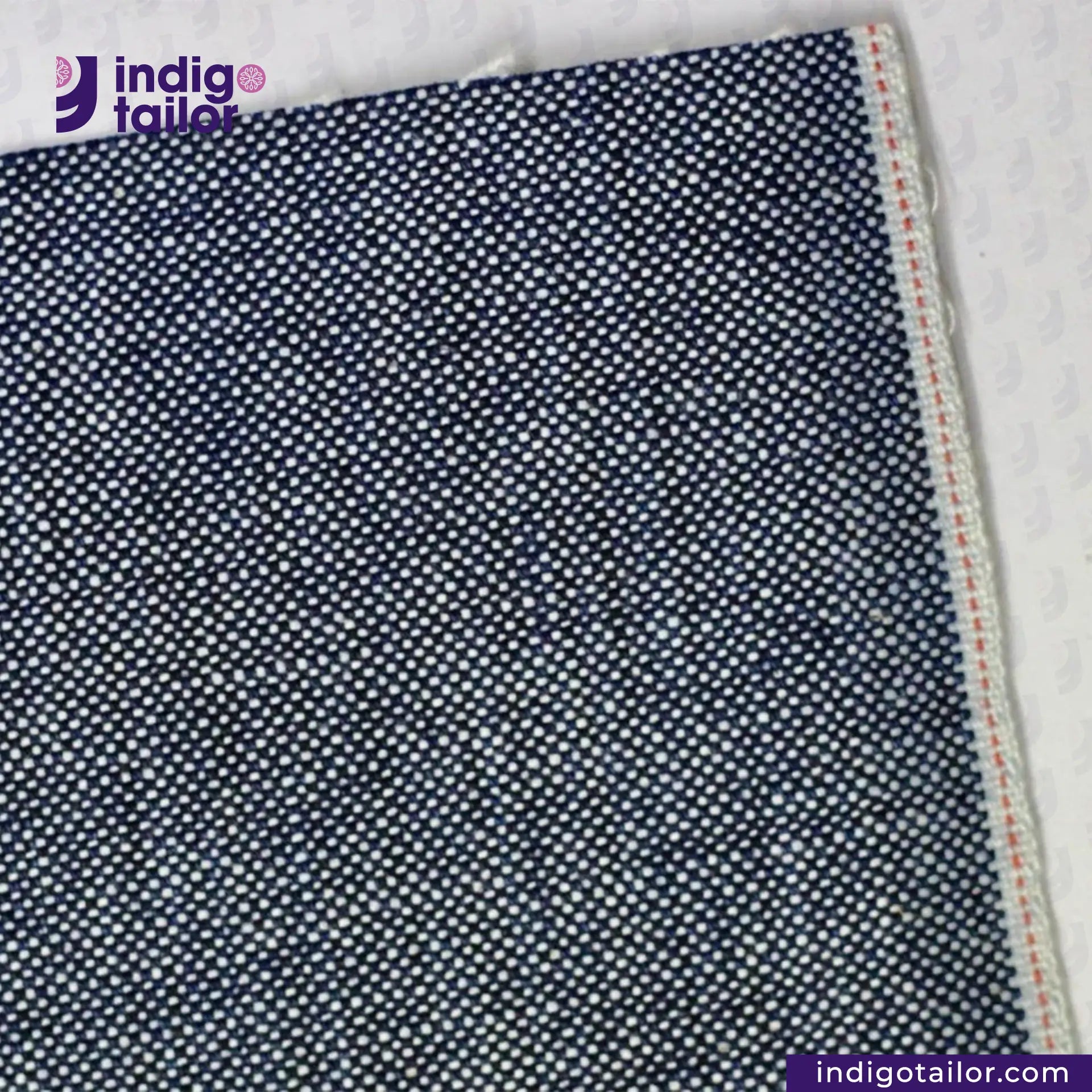 INDIGO DUCK CANVAS fabric with a visible brand logo on a white background