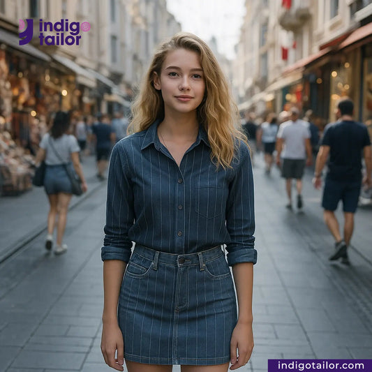 IT-457 INDIGO PINSTRIPES
