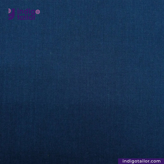 LIGHT INDIGO POPLIN SELVEDGE fabric texture with 'Indigotailor' logo and website text.