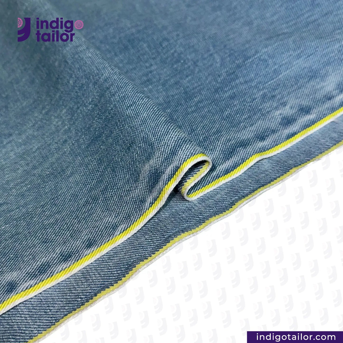 IT-455 LIGHT WASHED SELVEDGE DENIM LIME SELVEDGE