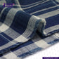 Close-up of MADRAS SPRING BLUE  WHITE CHECK fabric with 'Indigotailor' branding.