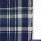 Close-up of MADRAS SPRING BLUE  WHITE CHECK fabric with 'Indigo Tailor' branding.
