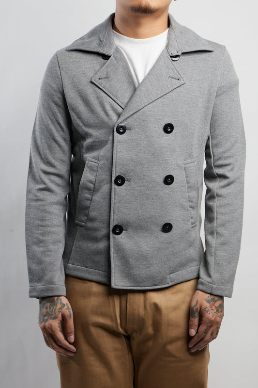 Double Breasted Knit Peacoat (Grey)