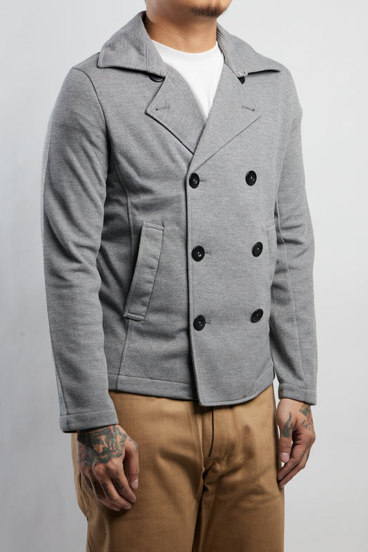 Double Breasted Knit Peacoat (Grey)