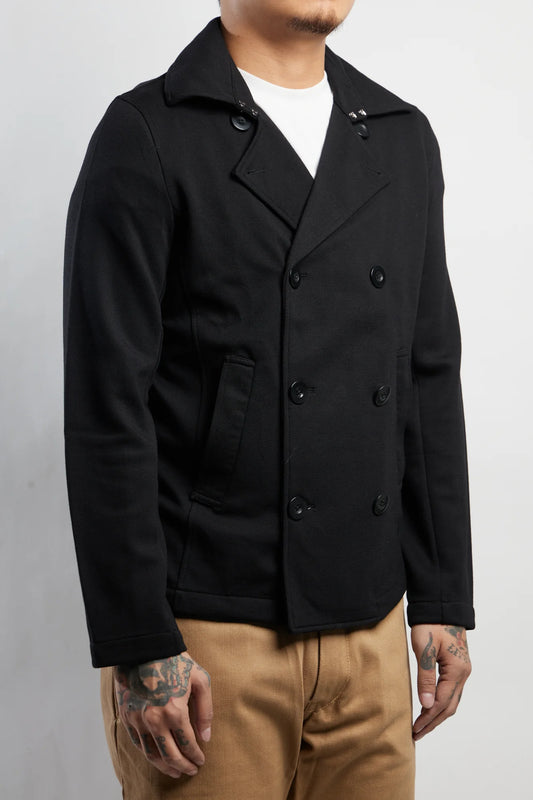 Double Breasted Knit Peacoat (Black)