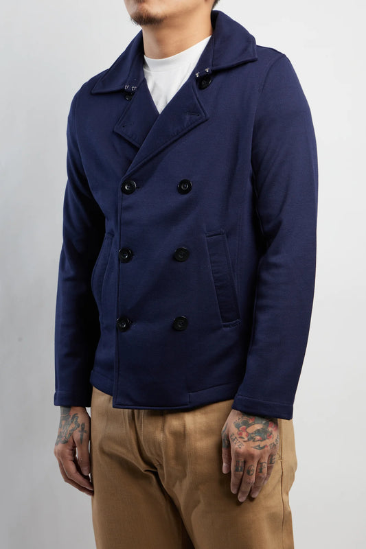 Double Breasted Knit Peacoat (Navy)