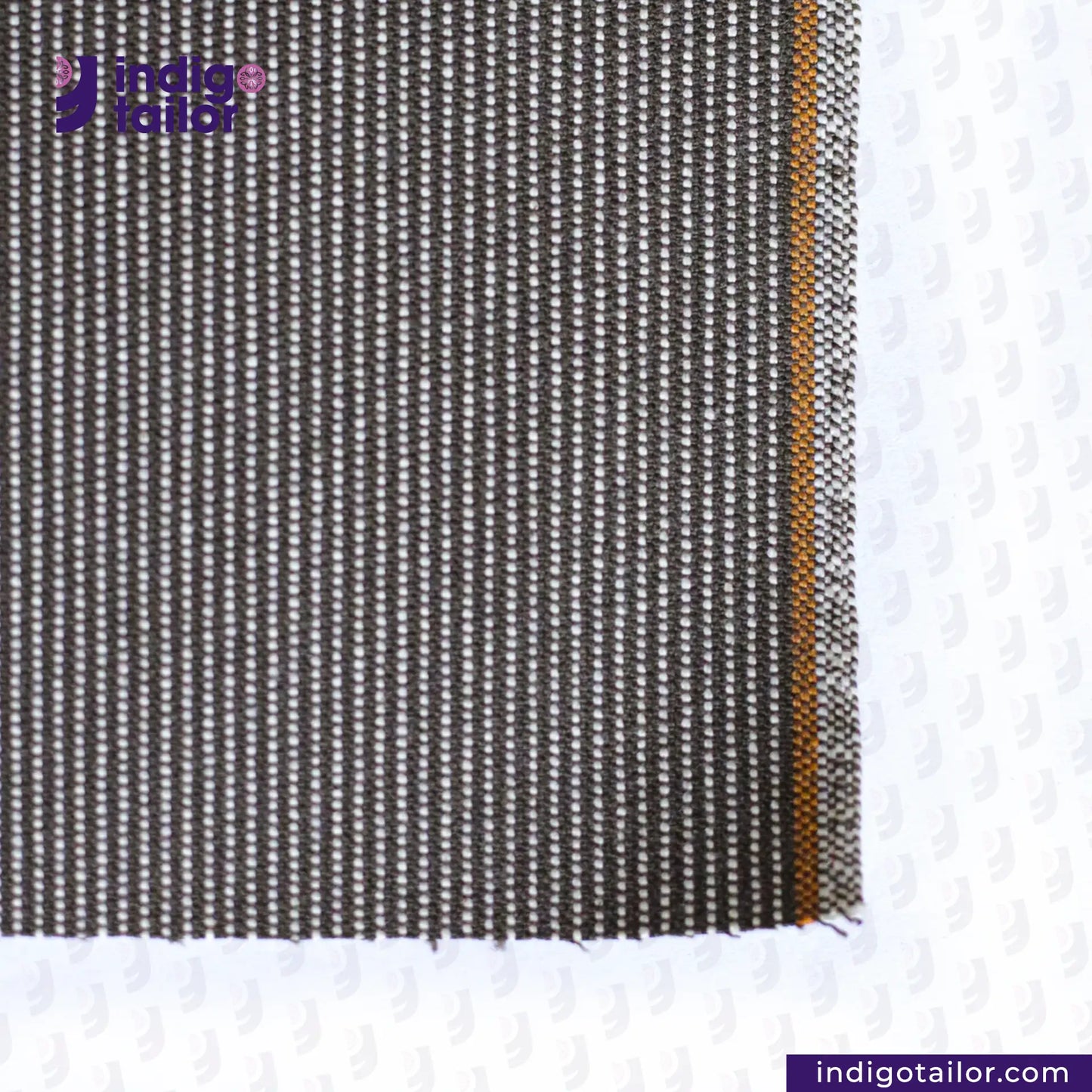 OLIVE WABASH SELVEDGE DENIM fabric swatch with a visible brand logo on a white background