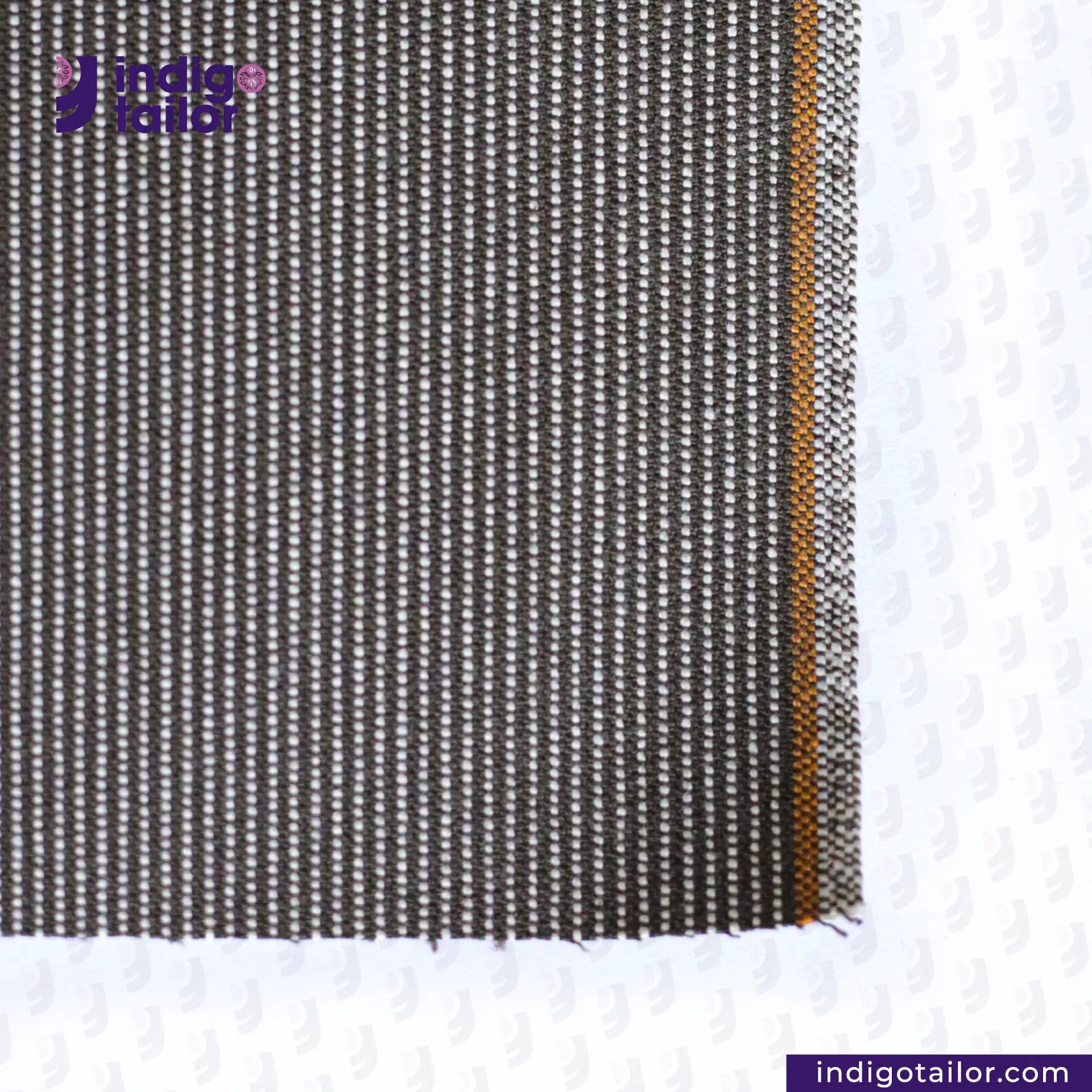 OLIVE WABASH SELVEDGE DENIM fabric swatch with a visible brand logo on a white background