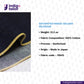 SATURATED INDIGO GOLDEN SELVEDGE fabric with selvedge details and product specifications on a white background.