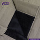 Close-up of a SHERPA LINED WAXED CANVAS TRUCKER JACKET with black fur lining, featuring the Indigotailor logo.