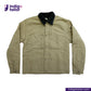 SHERPA LINED WAXED CANVAS TRUCKER JACKET jacket with black collar on a white background, featuring the Indigotailor logo.