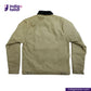 SHERPA LINED WAXED CANVAS TRUCKER JACKET with black collar on a white background, featuring 'Indigo Tailor' logo.