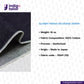 Slubby indigo selvedge denim with product details on a white background