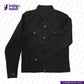 TYPE III DOUBLE BLACK TRUCKER JACKET with button details on a white background, featuring the Indigotailor logo.